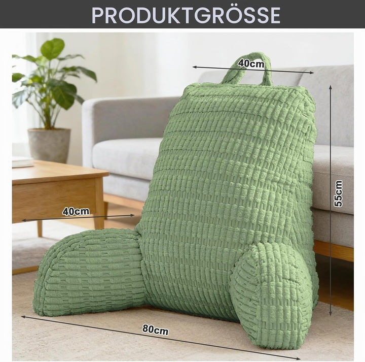 Lesekissen für Bett Und Sofa,Rückenstützkissen Lesekissen mit Armlehne, Erwachsenensofa mit Rückenle