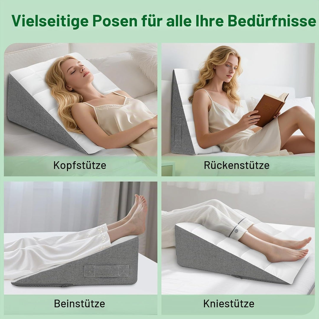 HOMCA Keilkissen Bett und Sofa, Lesekissen mit Rückenstütze, Abnehmbar | Ergonomisches Multiposition