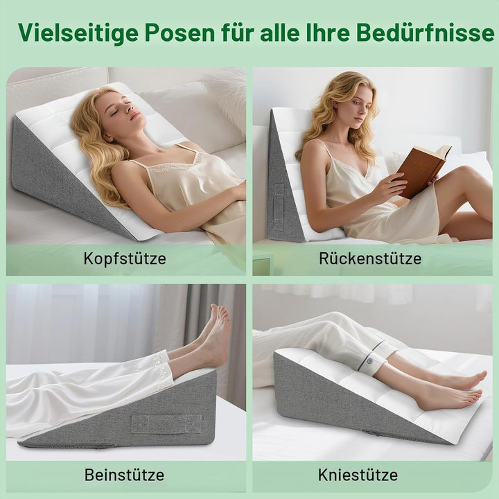 HOMCA Keilkissen Bett und Sofa, Lesekissen mit Rückenstütze, Abnehmbar | Ergonomisches Multiposition