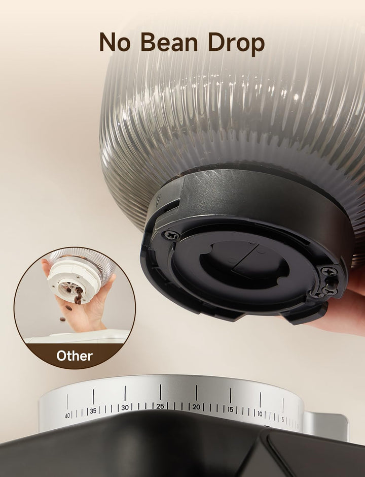 Neretva Kaffeemühle Elektrisch mit Abnehmbarem Halter für Siebträger und Behälter, Silber