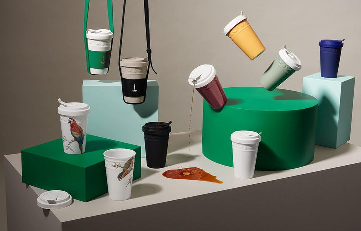 KPM Berlin Kurland To-Go Becher, Porzellan, Kaffeebecher, Teebecher, handmade, grün, Grün