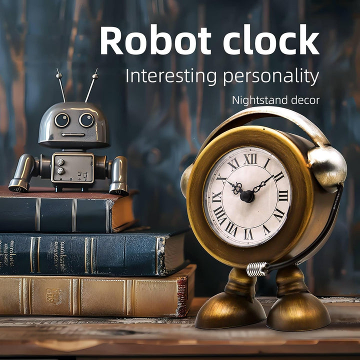 YOUKI Roboter Kaminuhr,Standuhr Klein,Tischuhr Vintage,Standuhren for Wohnzimmer und Schlafzimmer，Ka