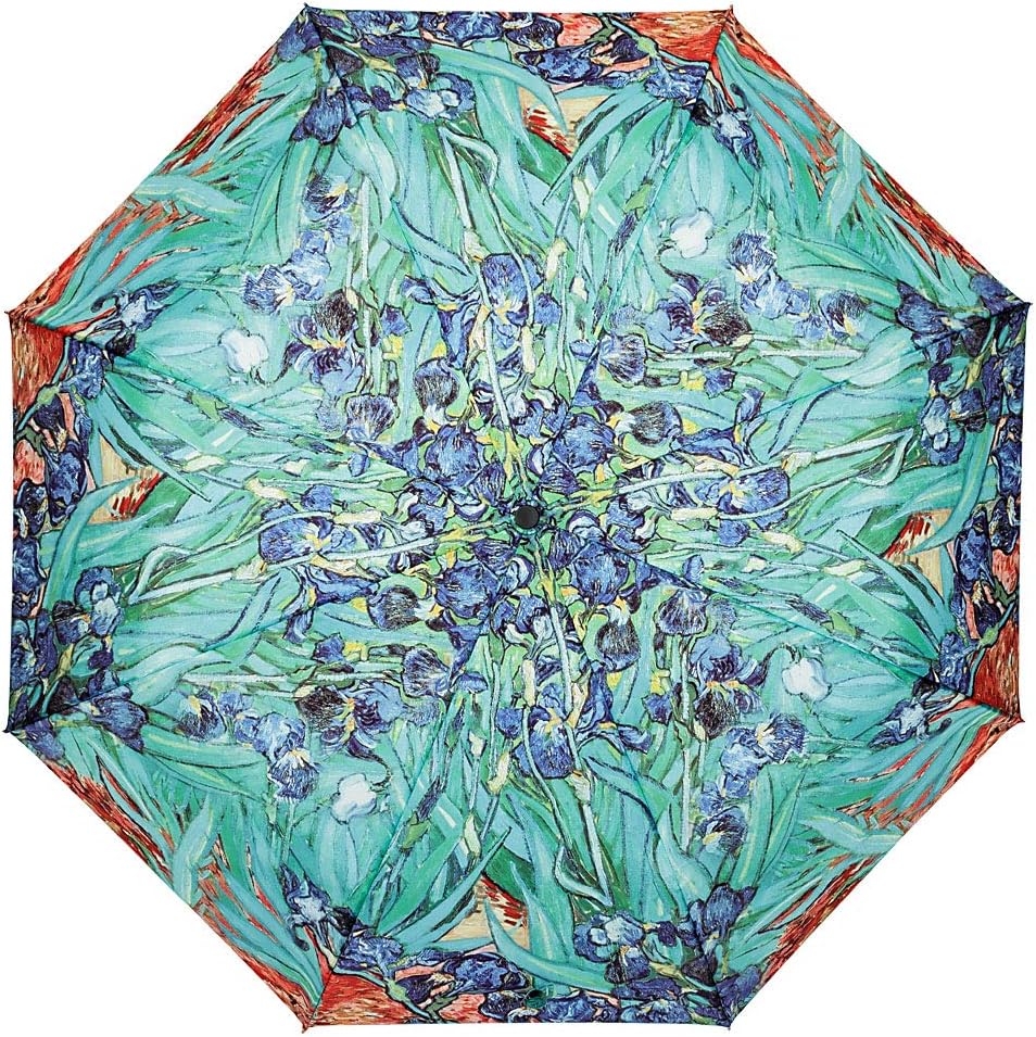 VON LILIENFELD Regenschirm Taschenschirm Vincent van Gogh Iris Windfest Auf-Zu-Automatik Blumen Stab