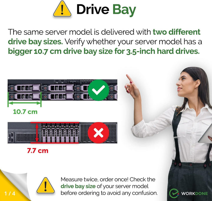 WORKDONE 4er-Pack - 3,5-Zoll Festplatten-Caddy - kompatibel für Dell PowerEdge Server - Handbuch - A