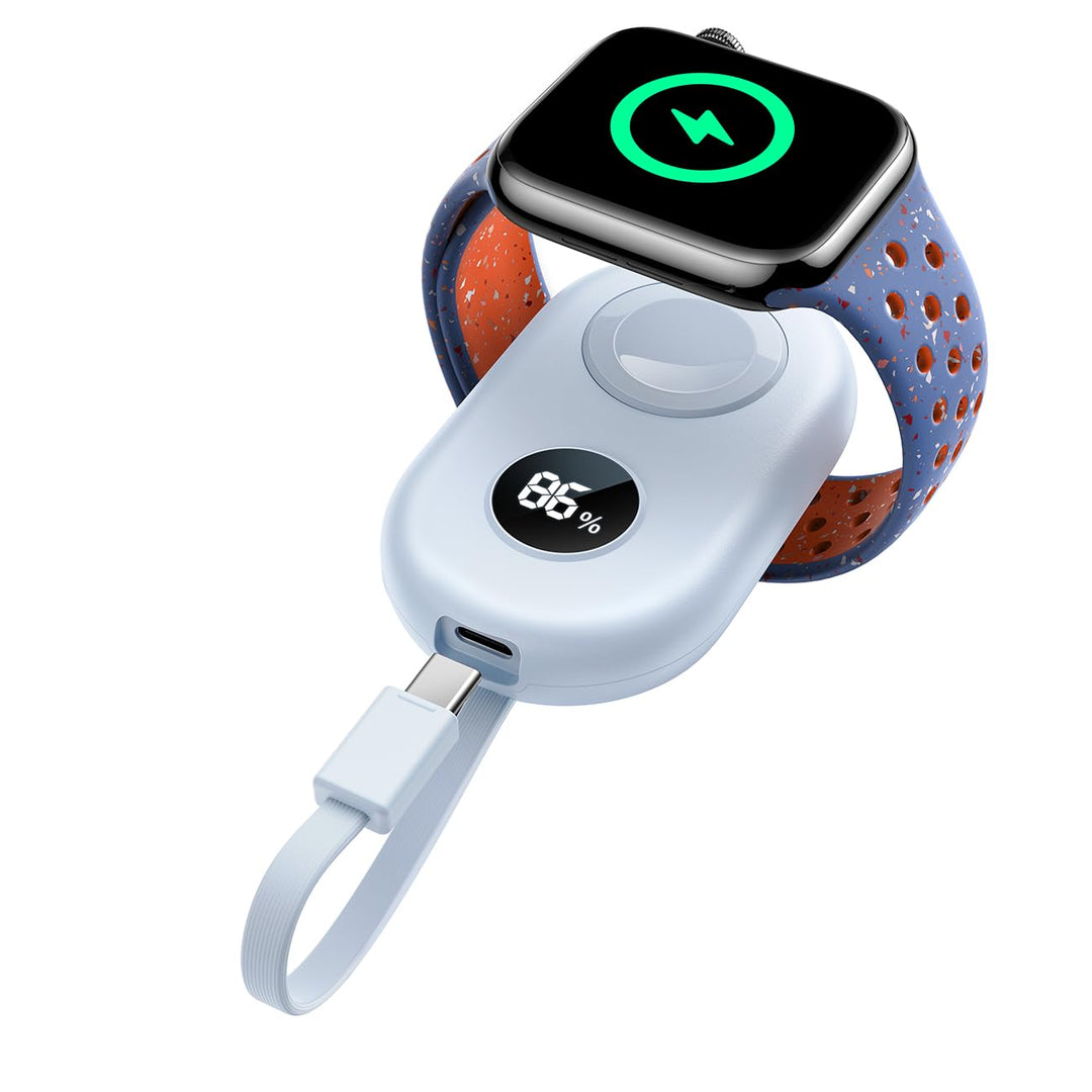 JOYROOM 2500mAh Powerbank für Apple Watch 11 mit USB C Ladekabel, [LED-Display] Magnetisch Kabellos