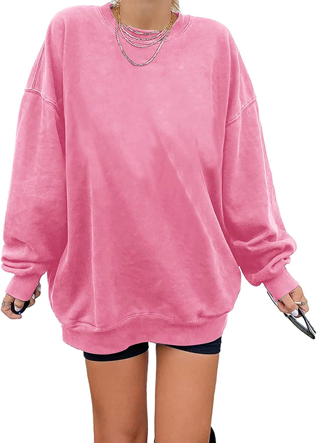 Sweatshirt Damen Los Angeles Pullover Oversized Langarmshirt Rundhals Basic Loose Tops Ohne Kapuze T