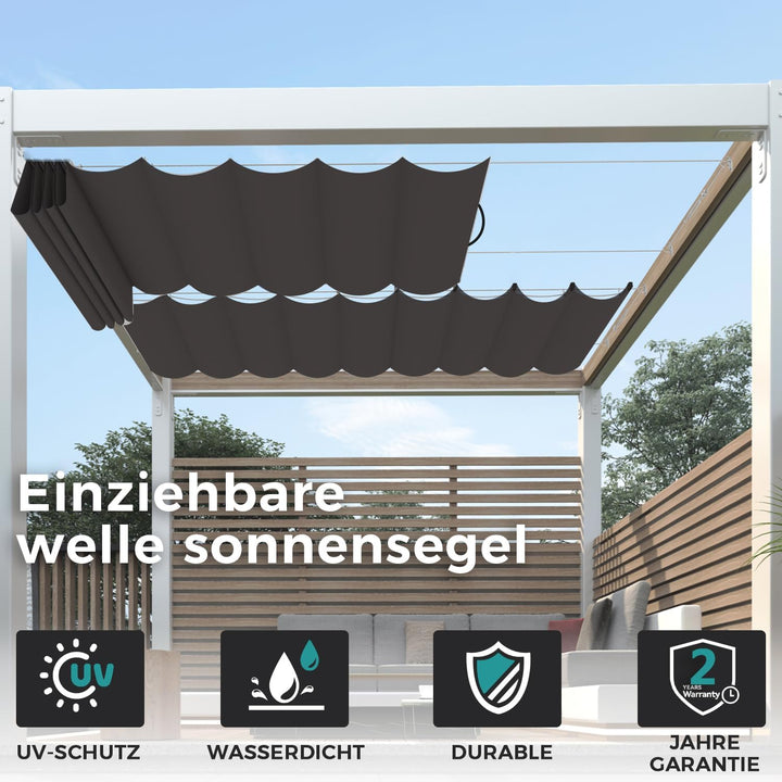 Einziehbare Welle Sonnensegel mit Ösen 1x3 m - Wellenmarkise Nach Mass, Wasserdicht, 95% UV-Schutz,