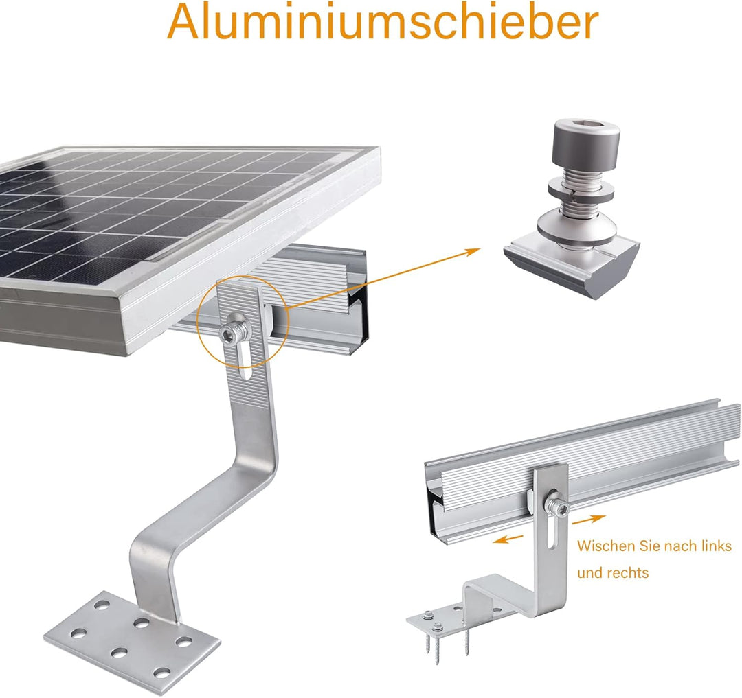 TEOV PV Montageset Ziegeldach Glasziegeldach, Befestigung Solarmodul Halterung mit 30cm Montageschie