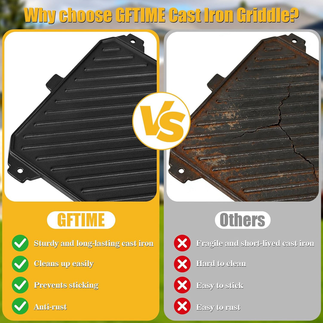 GFTIME Gusseisen Grillplatte passend für SKOTTI Grill, Plancha & Griddle 2-in-1, beidseitig verwendb