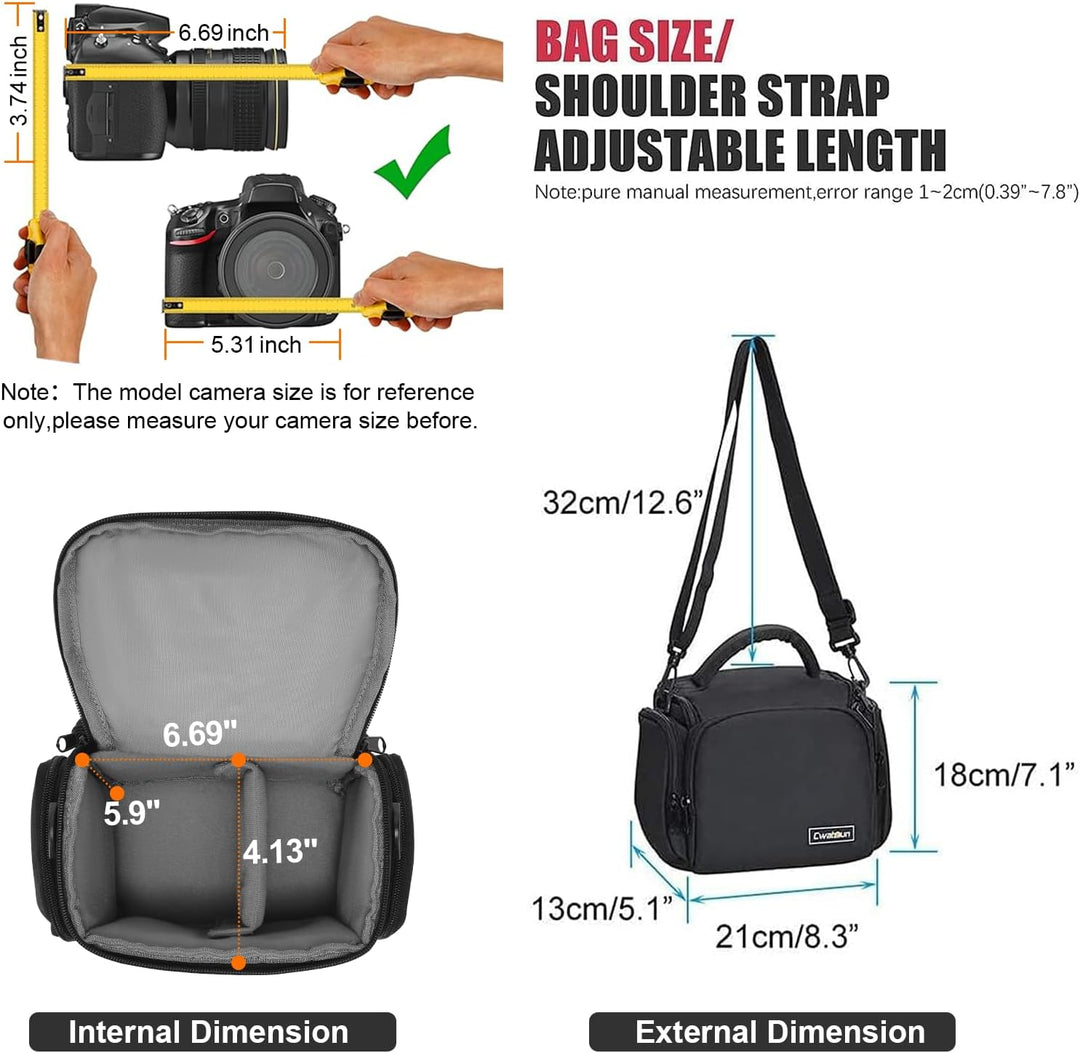 Cwatcun Kameratasche,SLR Fototasche,Kamera Tasche zum Umhängen kompatibel für Canon Nikon Sony SLR/D