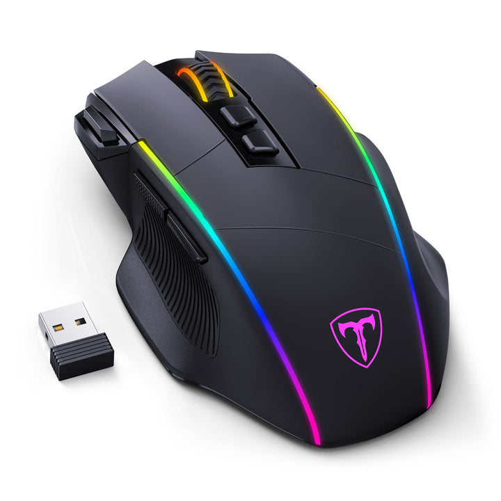 RisoPhy Gaming Maus Kabellose RGB,2.4G/USB-C/Bluetooth Maus mit 8 Programmierbare Tasten/10000DPI/7