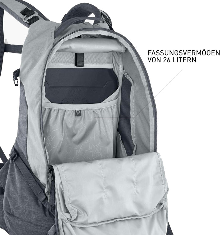 EVOC TRAIL PRO 10l Rucksack für Trailriding & Renneinsätze, Backpack 26l S-M Steingrau/Carbon Grau,