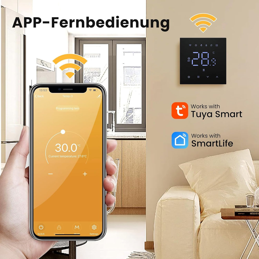MIUCDA Thermostat Fussbodenheizung Elektrisch WiFi, Smart Elektrische Heizungsthermostat, Digital Ra