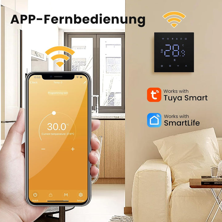 MIUCDA Thermostat Fussbodenheizung Elektrisch WiFi, Smart Elektrische Heizungsthermostat, Digital Ra