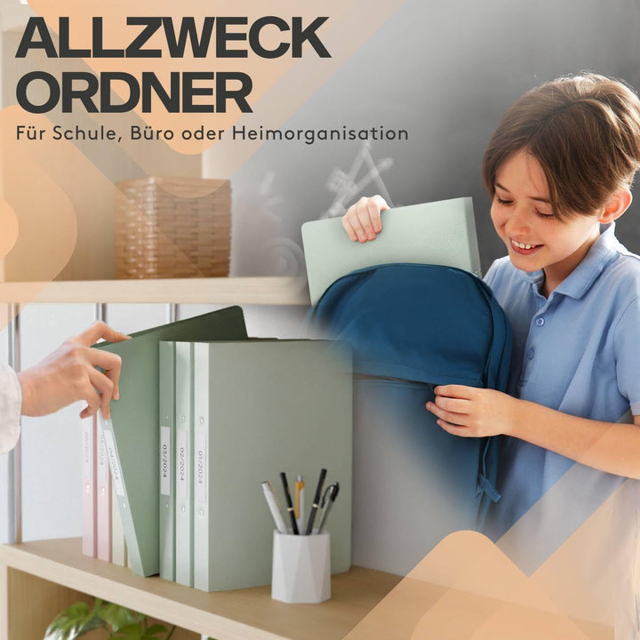 ACROPAQ - 8 x Ringbuch A4 - Ordner schmal, Pastell, Mit 2 Ringen, 4 cm Rückenbreite - Schulsachen ae