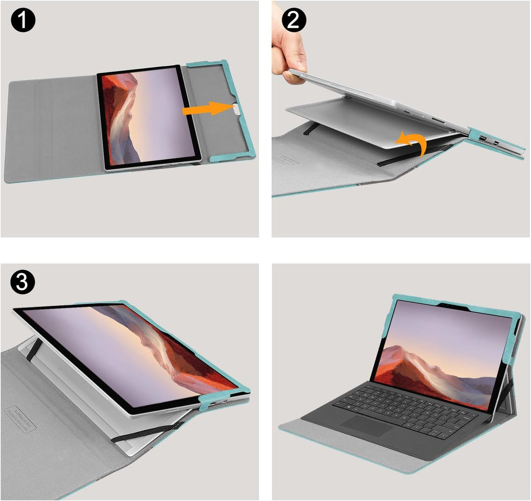 Fintie Hülle für Microsoft Surface Pro 7+ / 7/6 / 5/4 / 3 - Multi-Sichtwinkel Kunstleder Tasche Schu