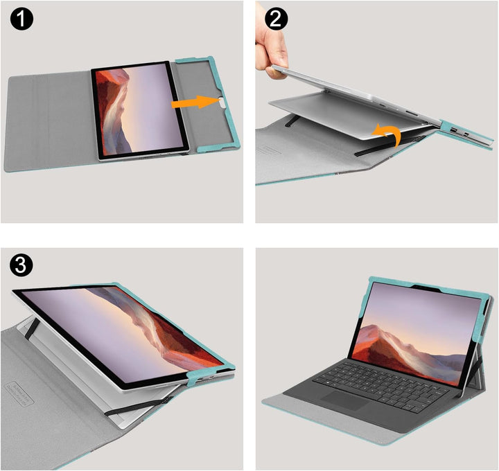 Fintie Hülle für Microsoft Surface Pro 7+ / 7/6 / 5/4 / 3 - Multi-Sichtwinkel Kunstleder Tasche Schu