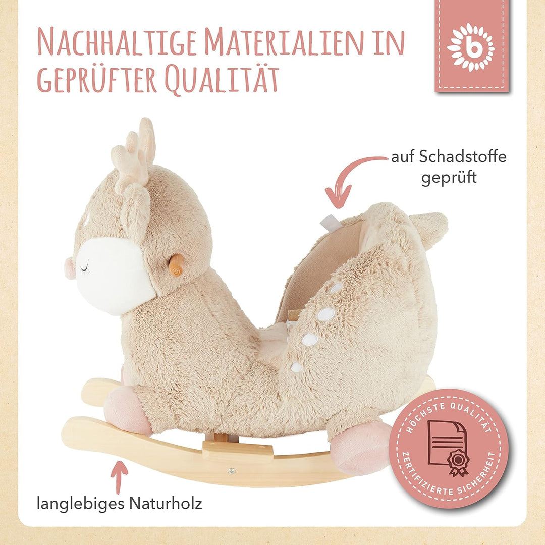 Bieco Plüsch Schaukeltier REH, 60 cm | Kinder Schaukelstuhl mit Sicherheitsgurt | Baby Schaukel | Kl