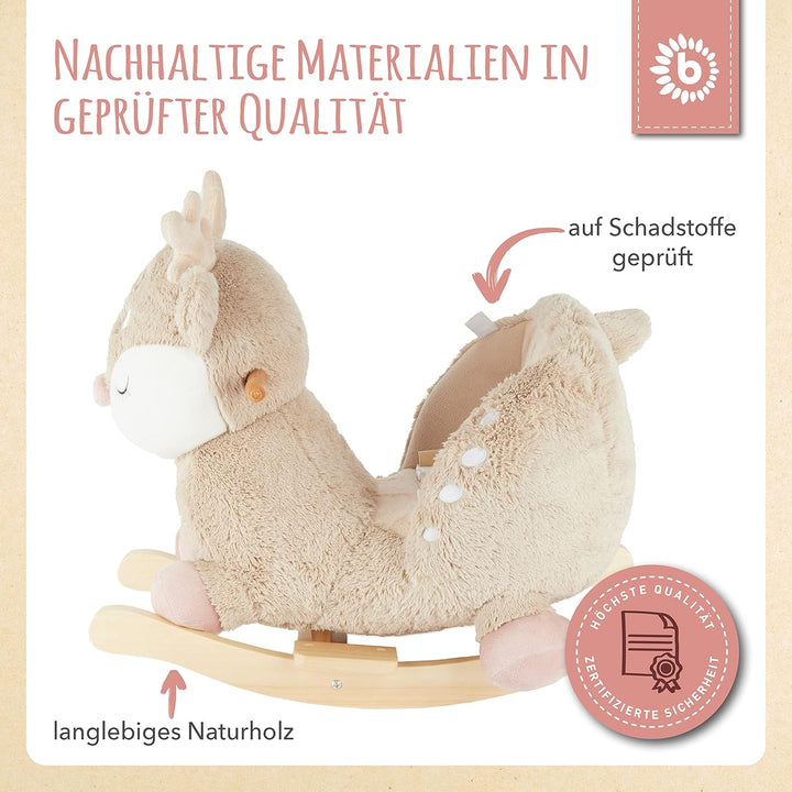 Bieco Plüsch Schaukeltier REH, 60 cm | Kinder Schaukelstuhl mit Sicherheitsgurt | Baby Schaukel | Kl