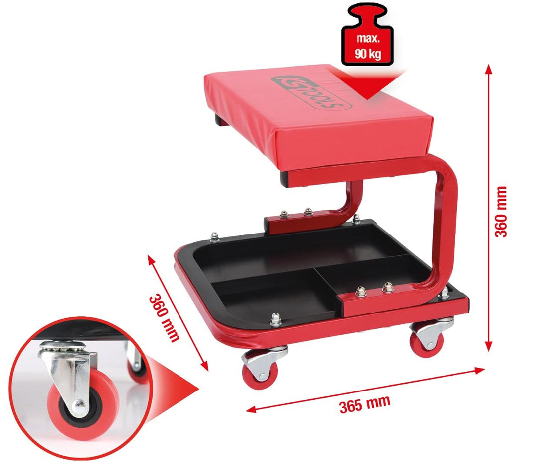 KS Tools 500.8020 Fahrbarer Werkstatthocker, L440xB360xH360mm