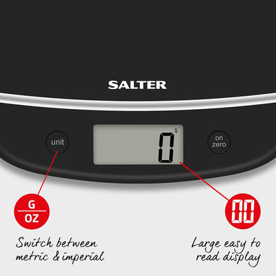 Salter 1056 BKDR Elektronische Digitale Küchenwaage - Max 5kg, Add & Weigh-Funktion, Aquatronic funk