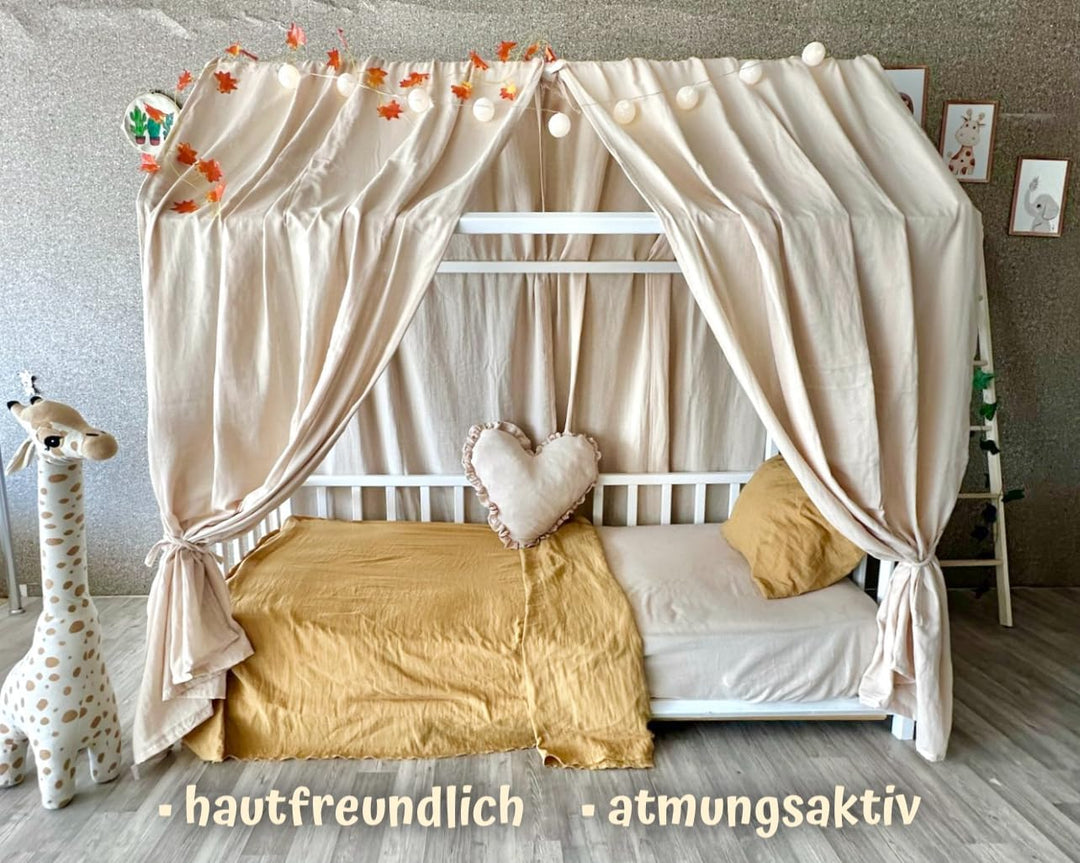 Baby Fancyroom extra breiter Betthimmel für Kinderbett Hausbett Himmel Vorhang Baldachin 100% Baumwo