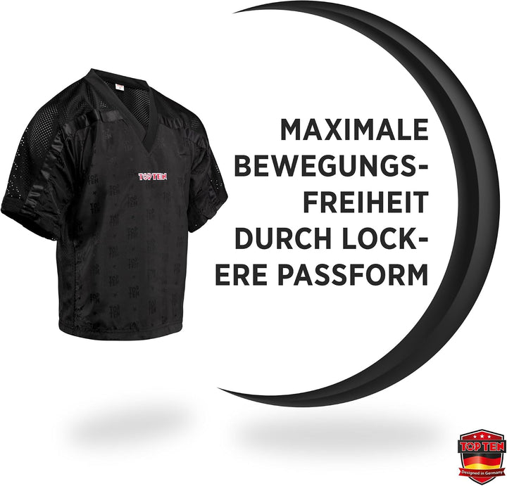T-Shirt mit V-Ausschnitt zum Kickboxen „Kickboxjacke Mesh“ Schwarz - Schwarz 150, Schwarz - Schwarz