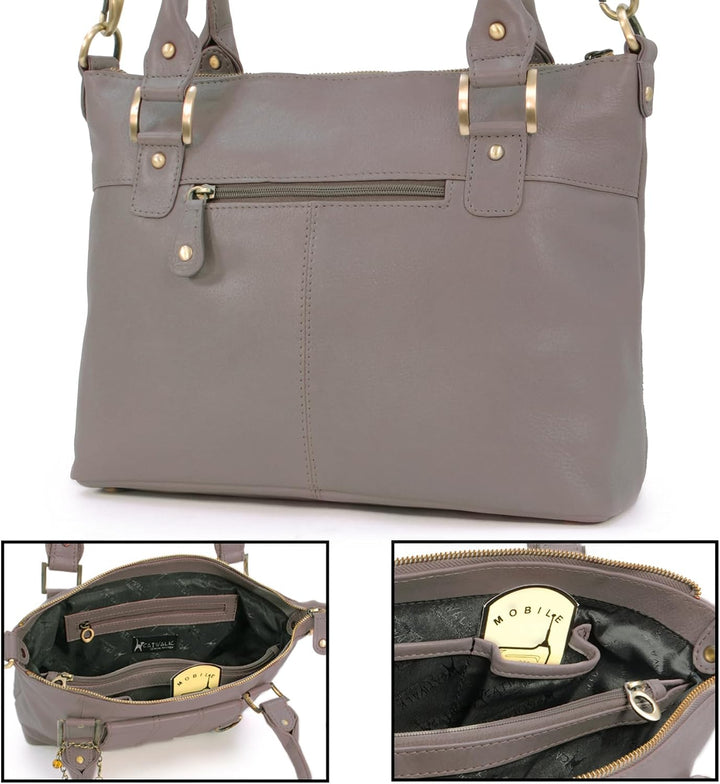 Catwalk Collection Handbags - Damen Leder Schultertasche Gross - Umhängetasche Gross - Arbeitstasche