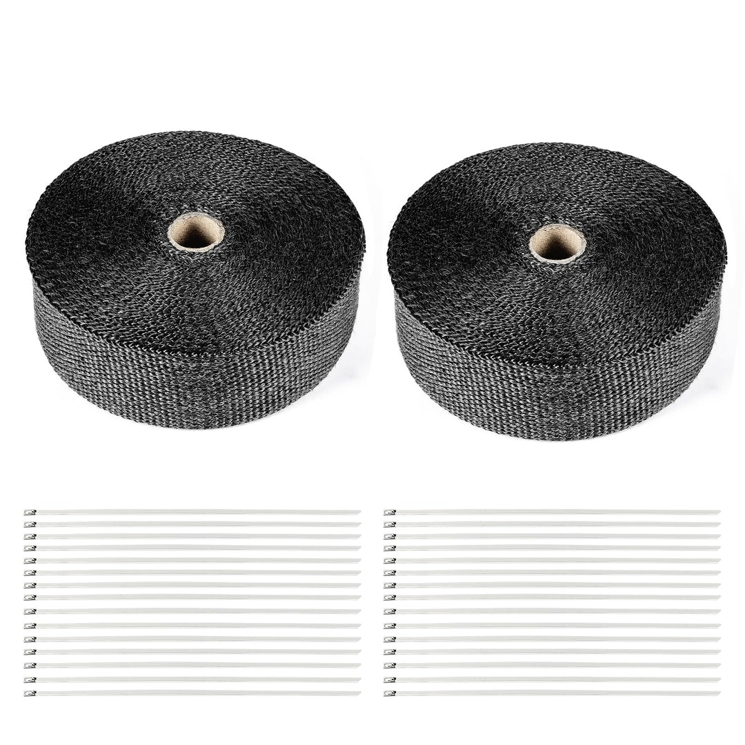Trintion Hitzeschutzband Fiberglas Auspuffband 2 x 15M Motorrad Hitzeschutz Auspuffschelle mit 20 Ka