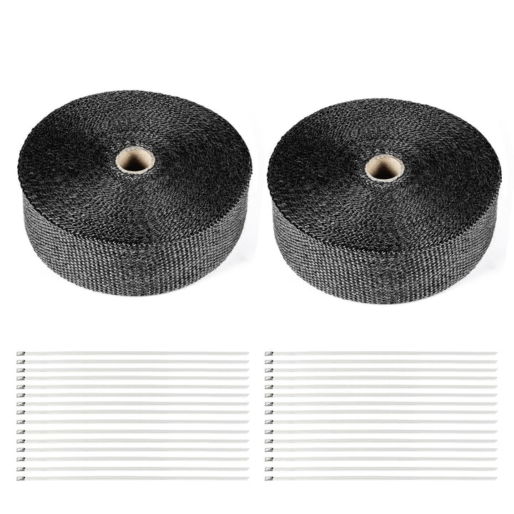 Trintion Hitzeschutzband Fiberglas Auspuffband 2 x 15M Motorrad Hitzeschutz Auspuffschelle mit 20 Ka
