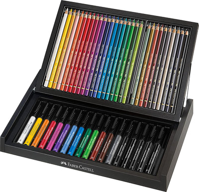 Faber-Castell 110053 - Art & Graphic Butler, 30 Polychromos Künstlerfarbstifte, 18 Pitt Artist Pen T