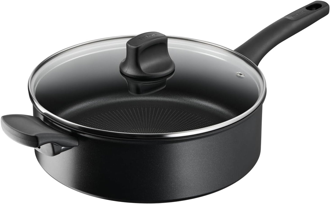 Tefal G28837 Hard Titanium On Schmorpfanne mit Deckel 28 cm | Aluminium | unbedenkliche Antihaftvers