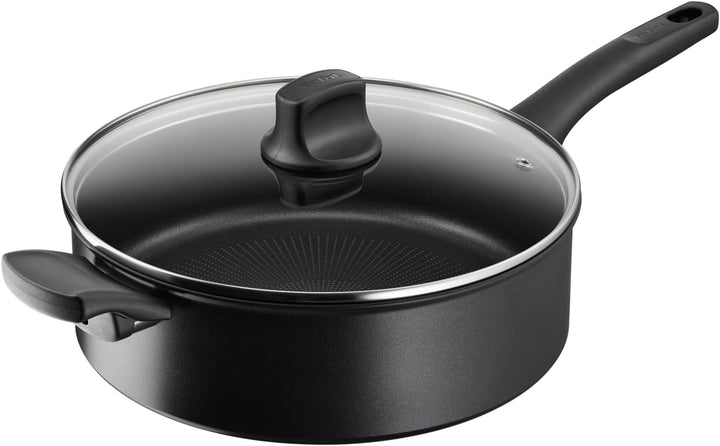 Tefal G28837 Hard Titanium On Schmorpfanne mit Deckel 28 cm | Aluminium | unbedenkliche Antihaftvers