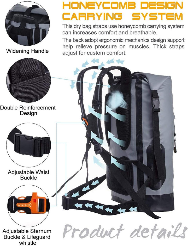 IDRYBAG Wasserdichter Rucksack Dry Bag 20L/30L/40L, schwimmender trockener Rucksack wasserdicht für