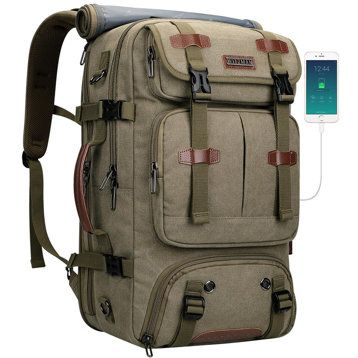 WITZMAN Reiserucksack Herren Gross 40L Canvas Vintage 3 in 1 Rucksack Fit 16 Zoll Laptop Rucksack fü