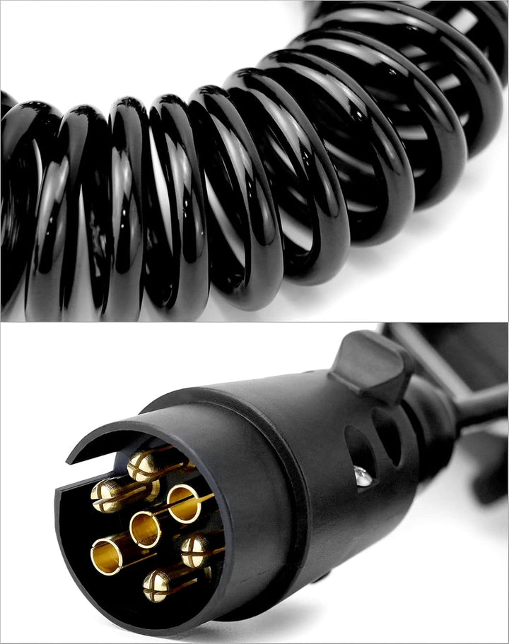 QWORK® 3 Meter 7 Pin Trailer Light Board Verlängerungskabel Spiralkabel mit Stecker auf Buchse Schle