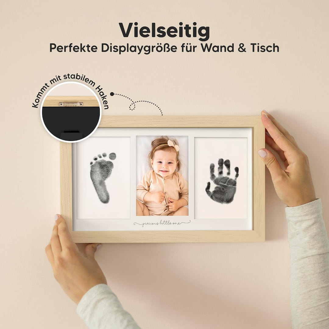 KeaBabies Tintenloses Baby Handabdruck und Fussabdruck set (Ash Wood) | No Mess Tintenauflage für Ba