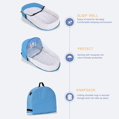 PUNELE Reisebett Baby, Reisebett Baby mit Matratze, Baby Tragbares Reisebett, Babybett Wickeltasche,