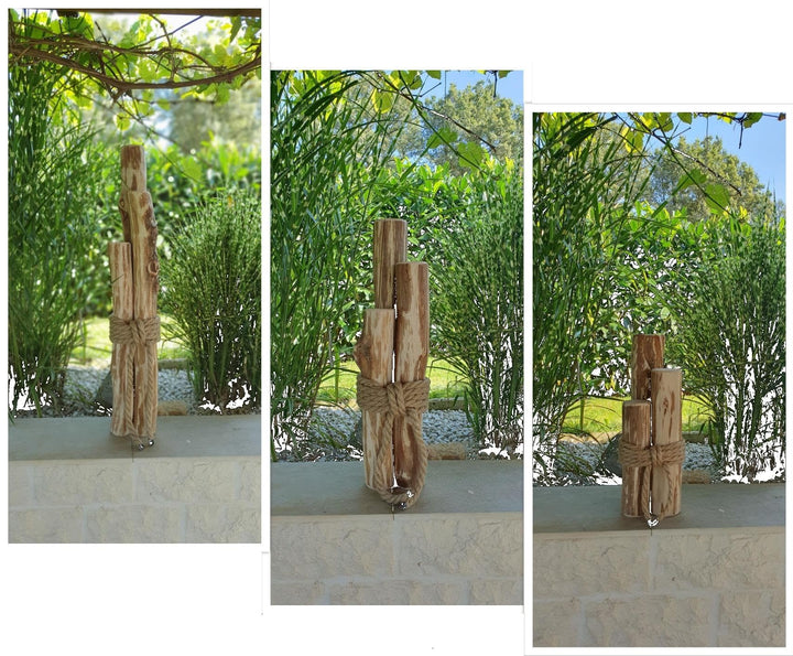 Maritime Windlichtsäulen aus Haselnuss - Naturholz Dekoration Haus und Garten (40 cm), 40 cm