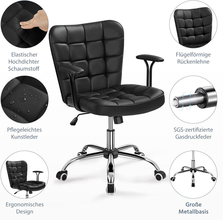 Yaheetech Bürostuhl Ergonomischer Schreibtischstuhl Bürosessel Arbeitsstuhl, Drehstuhl mit Weichen A