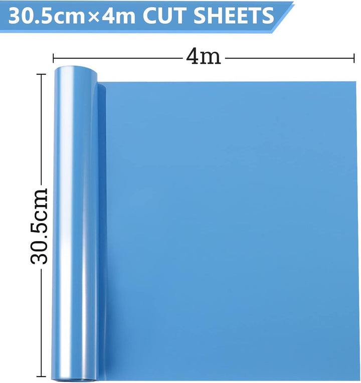 NANAPLUMS Plotterfolie Textil, 30.5cm×4m Flexfolie Plotter Textil, Bügelfolie für Textilien Transfer