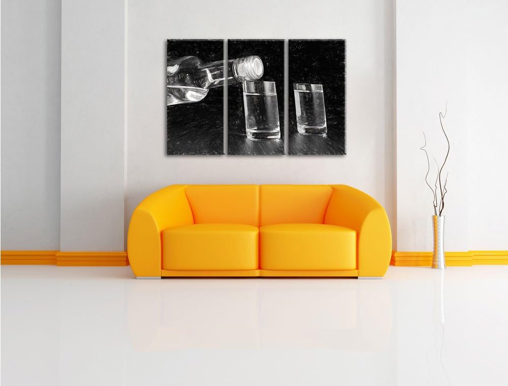 Pixxprint Vodka-Flaschen als Leinwandbild/Grösse: 3 Teilig (120x80 cm) cm/Wandbild/Kunstdruck/fertig