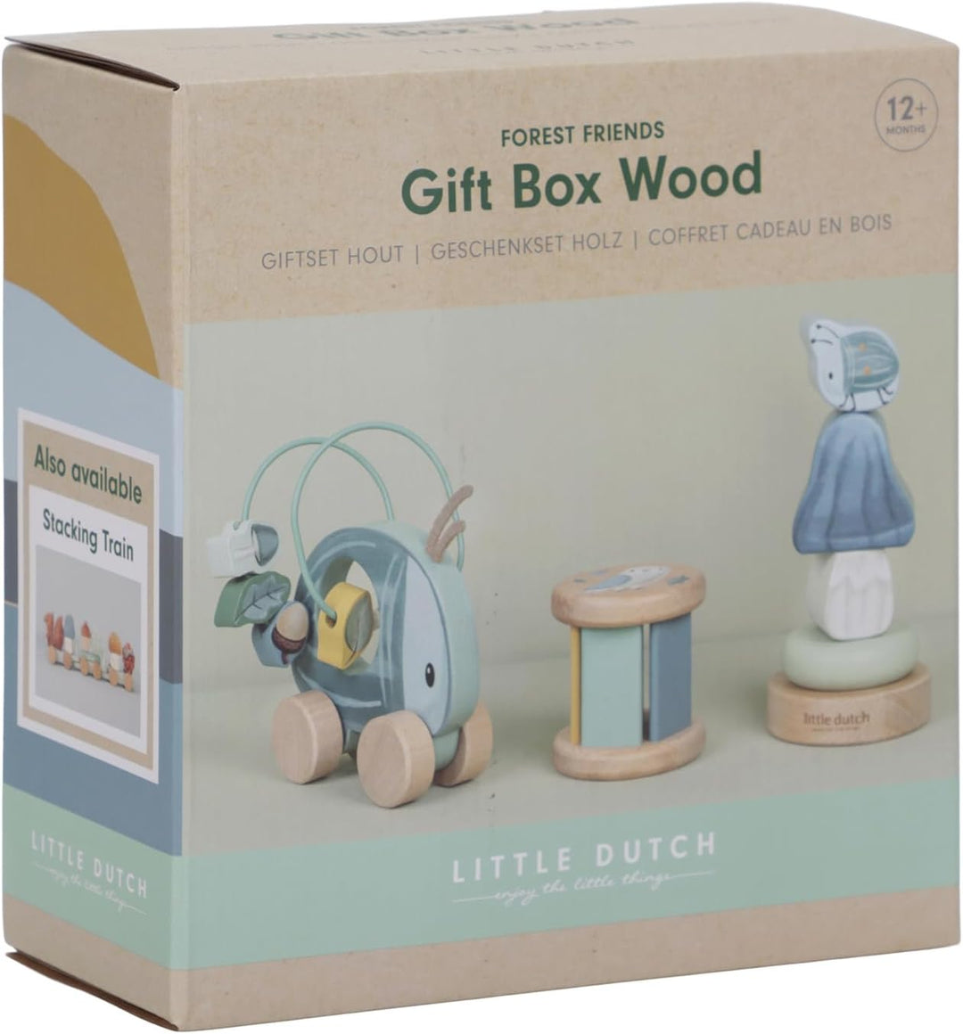 Little Dutch Geschenkset Holz-Spielzeug 3-teilig für Baby Kleinkind Junge blau - Forest Friends
