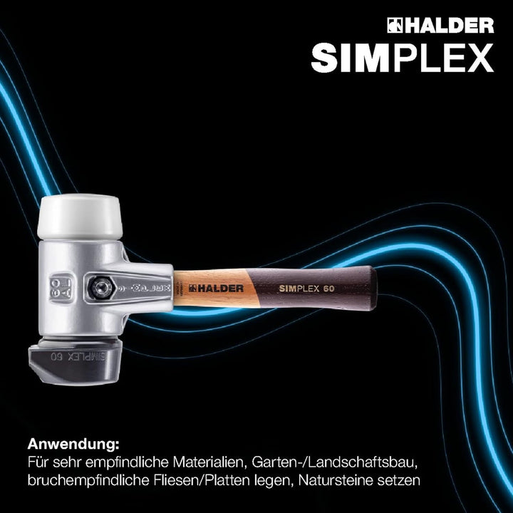 Simplex - Schonhammer, Gummikomposition mit Standfuss/Superplastik; mit Aluminiumgehäuse und hochwer