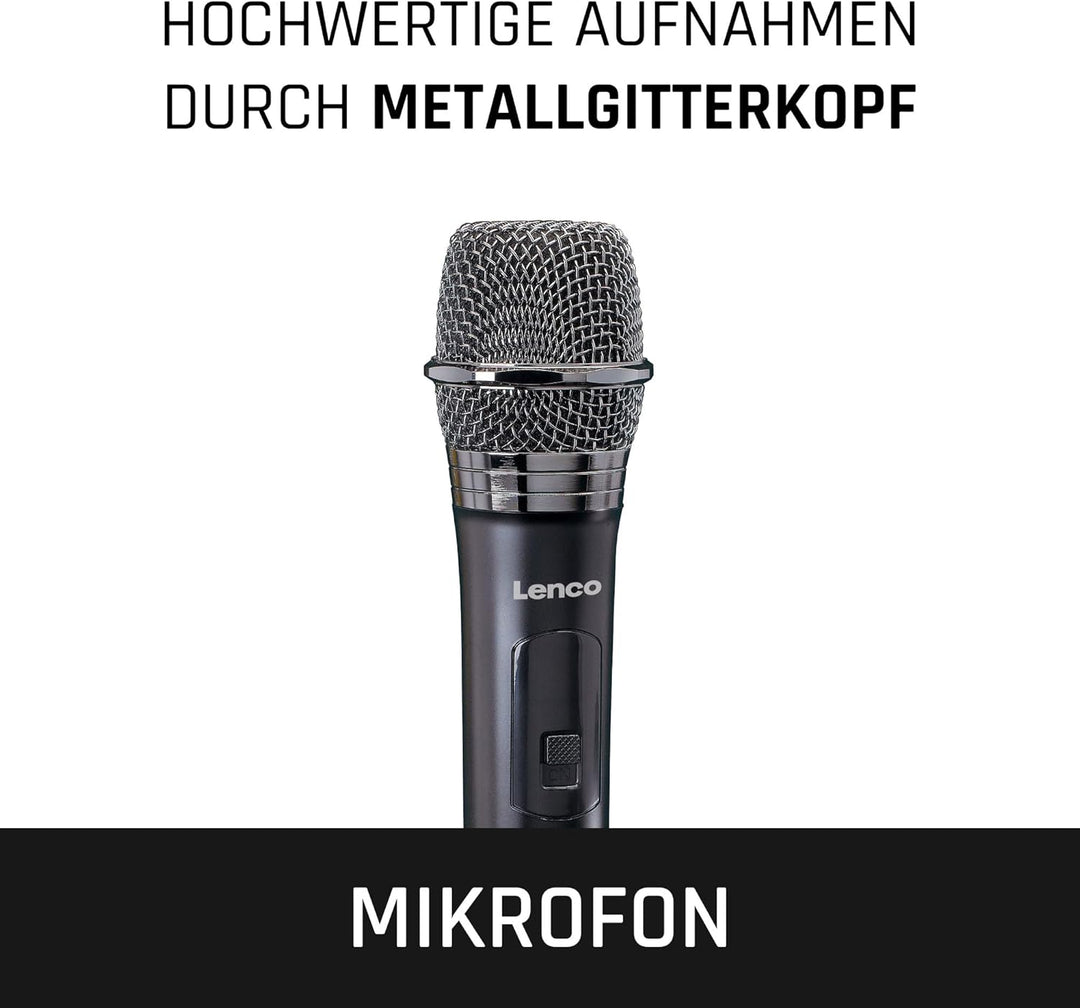 Lenco MCW-020 Kabelloses Mikrofon Set - Funkmikrofone mit Empfänger - 6,5mm Stecker - integrierter A