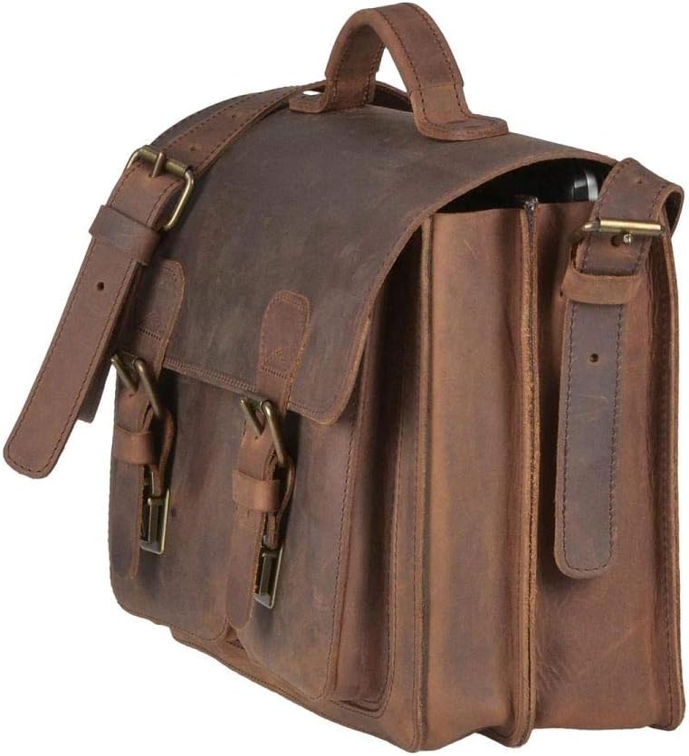 Ruitertassen kleine Aktentasche 38cm Herren Damen Leder Schultasche Ranger braun Lehrertasche 2 Fäch