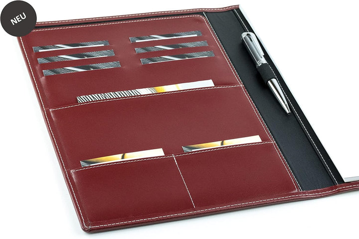 DELMON VARONE - Personalisierbare Schreibmappe DIN A4 aus Cambridge Top Grain Leder rot, Organizer K