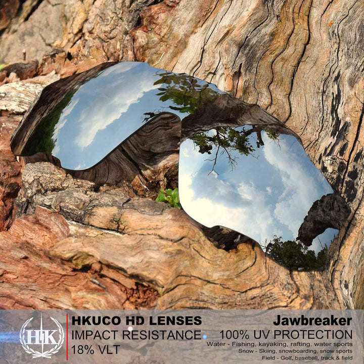 HKUCO Plus Replacement Lenses For Oakley Jawbreaker Sunglasses Silver/Transparent Yellow Polarized