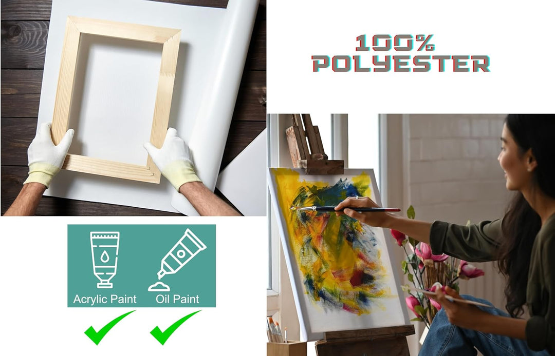 EXERZ Leinwandrolle, 76 cm x 10 m, Polyester, 280 g/m² - Acrylmalerei und Tintenstrahldruck, Polyest