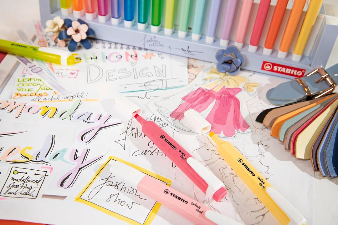 Textmarker - STABILO swing cool - 18er Tischset - mit 8 verschiedenen Leuchtfarben & 10 Pastellfarbe
